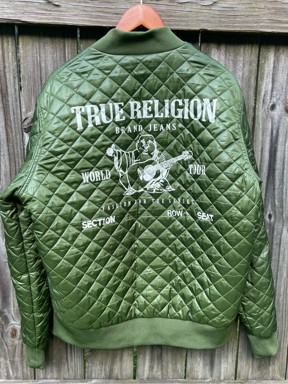 True religion Quilted Fighter Bomber Jacket olive green men’s size M